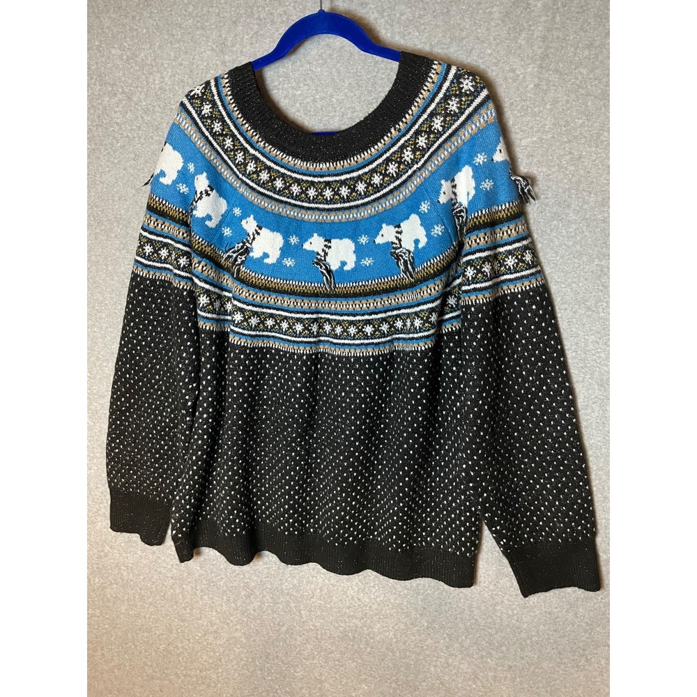 Holiday Time Sweater Womens 2X Polar Bear Christmas North Pole Soft Stretchy - Picture 2 of 8